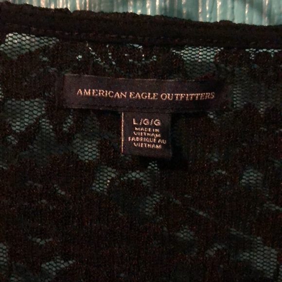 American Eagle Outfitter, Cute black lace blouse with bell sleeve. - Picture 3 of 5